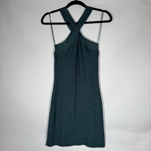 Sincerly Jules Dresses & Skirts - Sincerely Jules Teal Glitter Halter Top Sweater Dress- XS